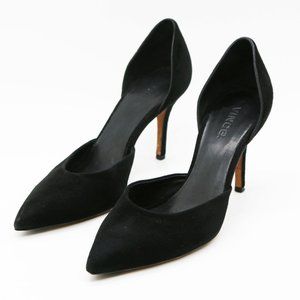 VINCE Suede Celeste D'Orsay Pumps in Black Size 8.5 Pointy Toe Slip On Heel $350